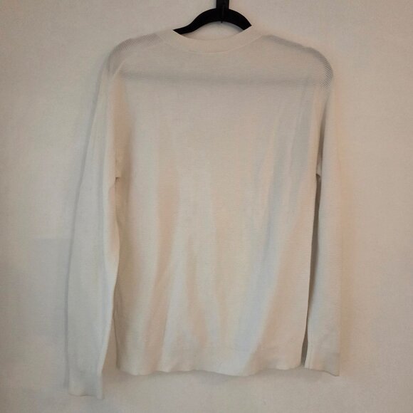 Lacoste Women's V-Neck Ribbed Cream Lightweight Sweater Shirt Oversize S (34) - Picture 2 of 7